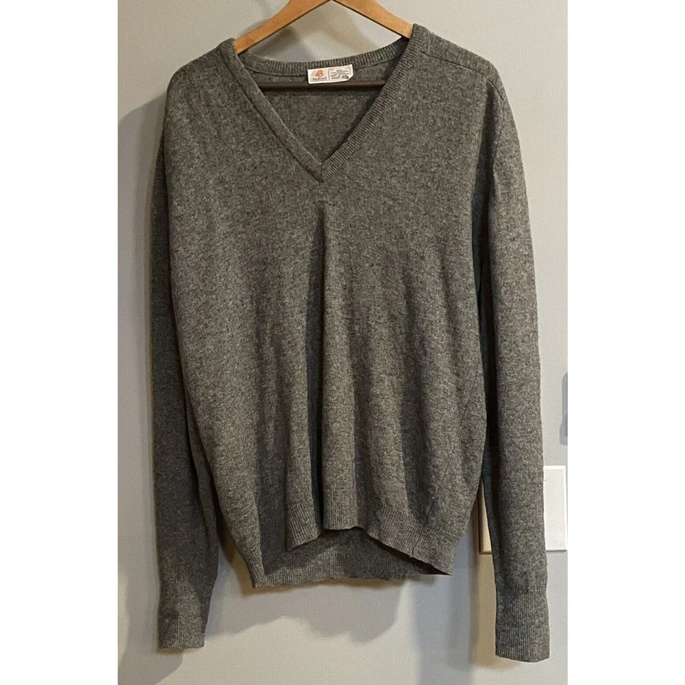 Vintage Byford Sweater Lambswool V Neck England Made Pullover‎ Mens 44